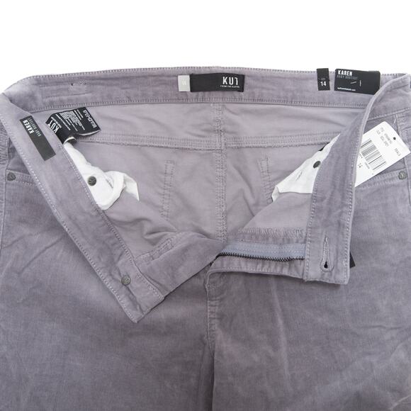 Kut From The Kloth Seal Grey Karen Corduroy Baby Bootcut Pants Size 14 - Picture 7 of 12